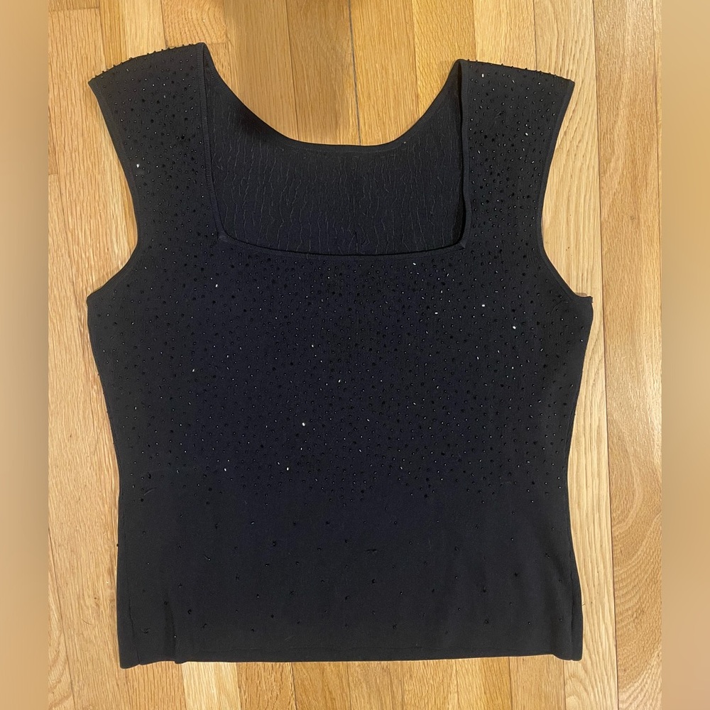 Vintage Liz Claiborne? Black square neck tank-top